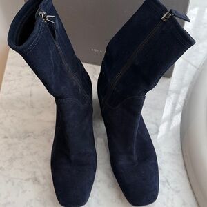 AQUATALIA Carie Navy Suede Sock Boots Size 7 Waterproof Made in Italy 🇮🇹
